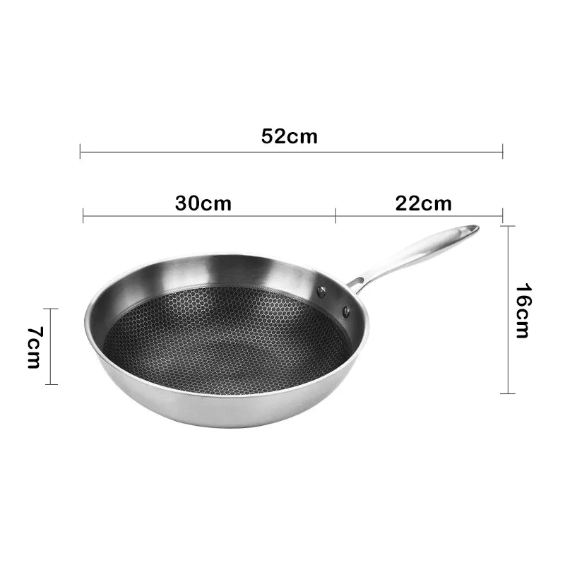 Reusable Frying Pan Nonstick Wok Pan Steak Cooking Pot Skillet Saucepan Induction Single Sided Honeycomb Skillet Cookware