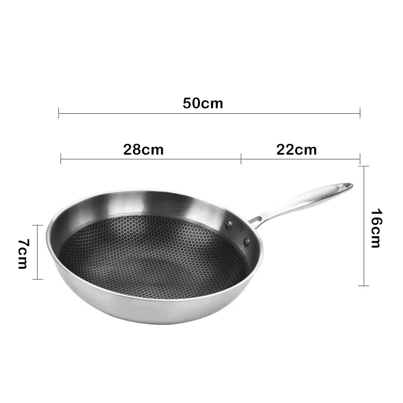 Reusable Frying Pan Nonstick Wok Pan Steak Cooking Pot Skillet Saucepan Induction Single Sided Honeycomb Skillet Cookware
