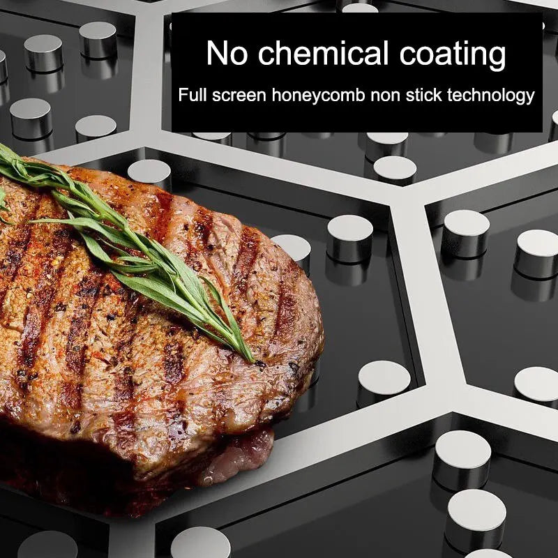 Reusable Frying Pan Nonstick Wok Pan Steak Cooking Pot Skillet Saucepan Induction Single Sided Honeycomb Skillet Cookware