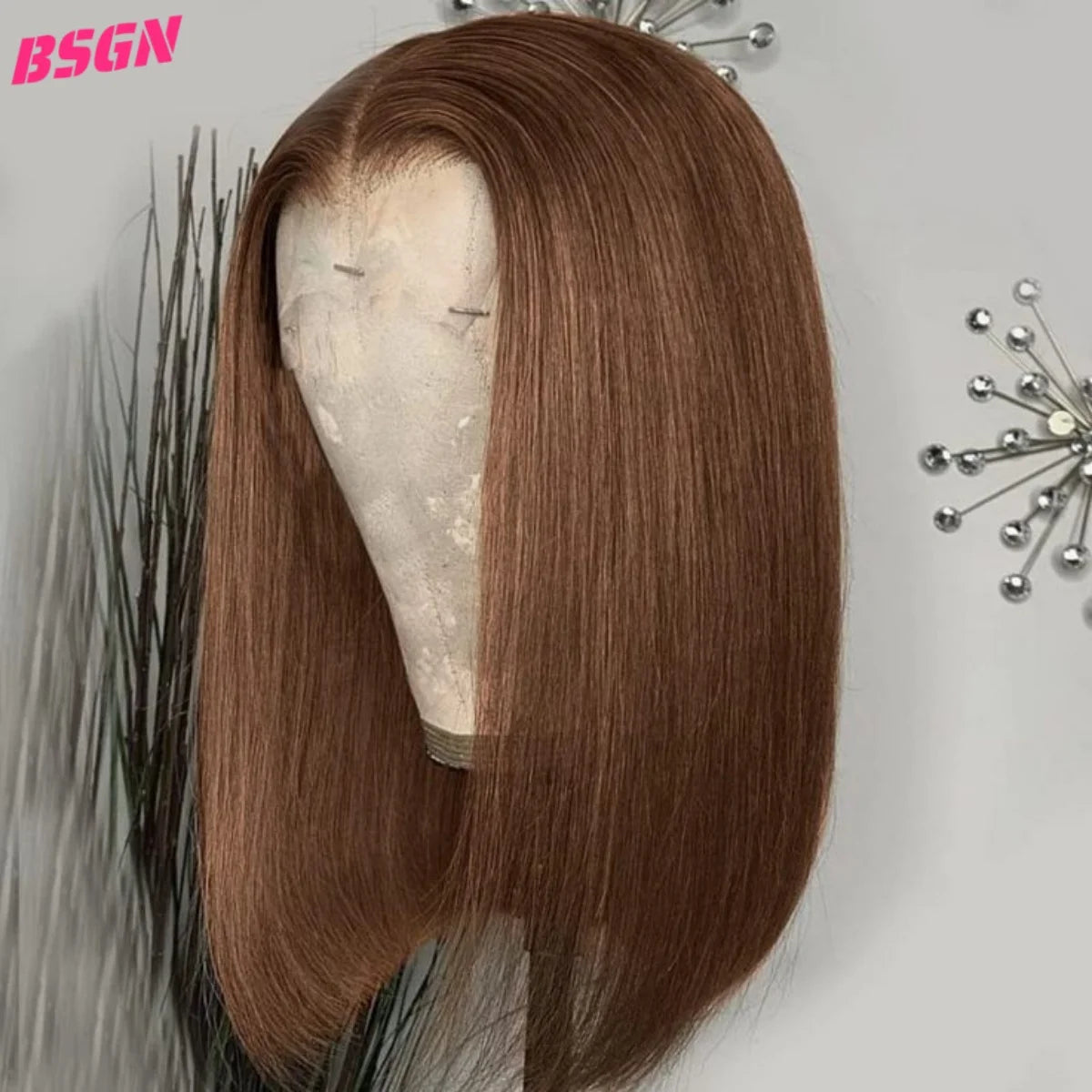 BSGN Chocolate Bob Wigs 220% 13X4 HD Transparent Lace Frontal Wigs Human Hair 100% Human Hair For Woman Pre Plucked Glueless Wig