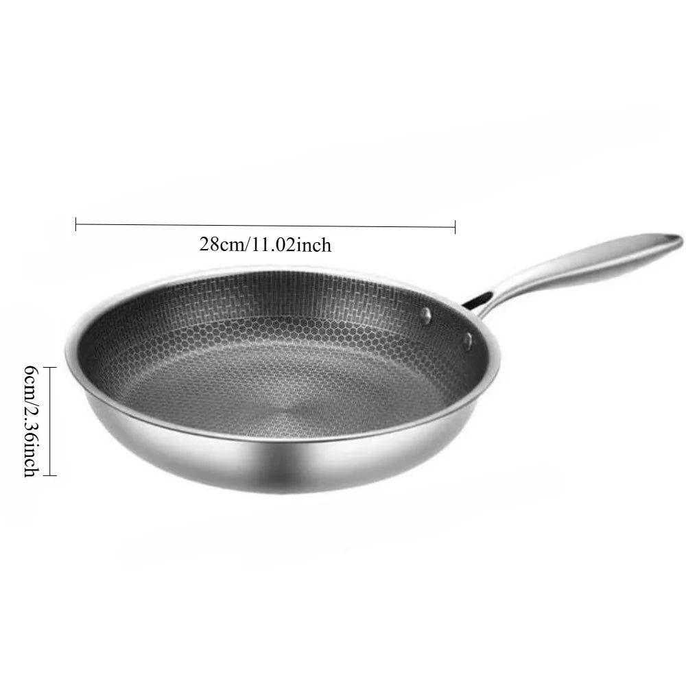 Reusable Frying Pan Nonstick Wok Pan Steak Cooking Pot Skillet Saucepan Induction Single Sided Honeycomb Skillet Cookware