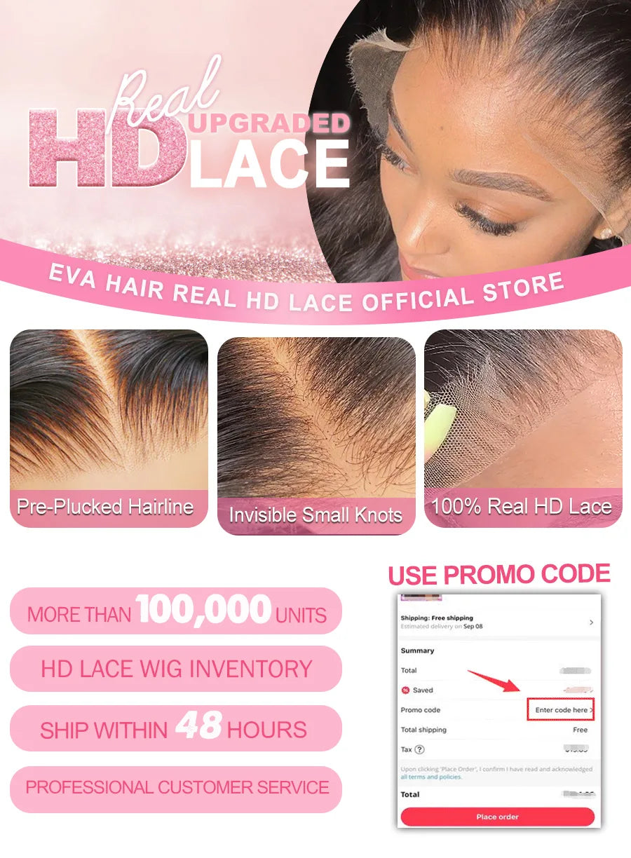 Eva Hair 100% Real HD Closure Wig 5x5 6x6 7x7 HD Lace Closure Wigs Glueless Wig Human Hair Ready to Wear HD Lace Closure Wigs