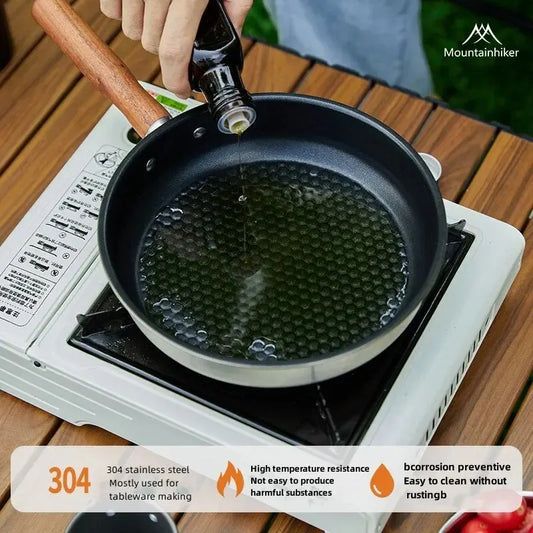 MOUNTAINHIKER Outdoor Camping Non-stick Frying Pan Breakfast Egg Pancake Pot Stainless Steel Cooking Induction Cooker Fry Pan